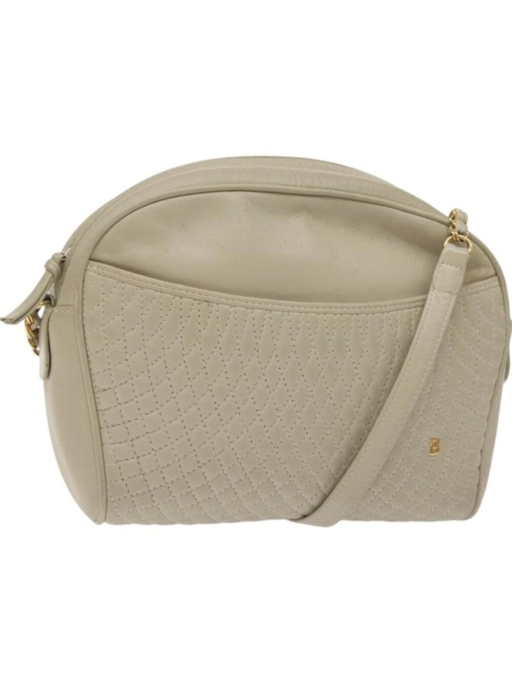 BALLY Shoulder Bag Leather Beige Gold